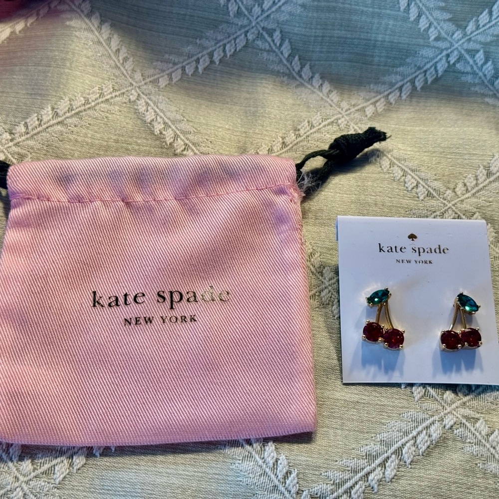Kate Spade Cherries Crystal Post Earrings, NWT